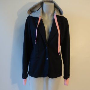 NWT Womens Miller Wendt Navy Blue Pink Gray Hooded Sloane Blazer Jacket S *